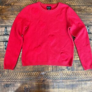 Nicole Miller Red Heart Crew Neck Sweater Classic Style